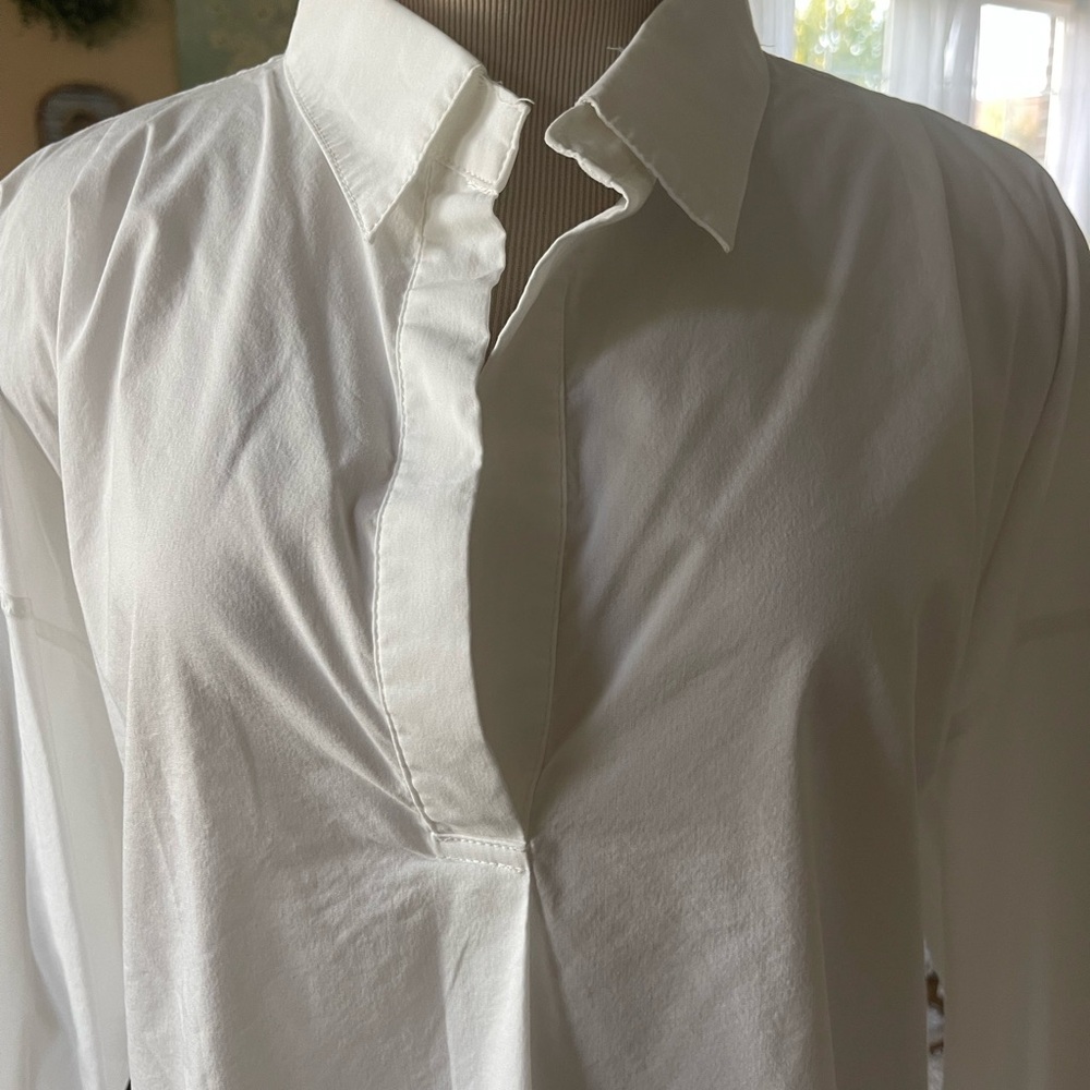 MAGASCHONI White Popover Top Oversized Fit with Collar Size XL - Picture 5 of 12